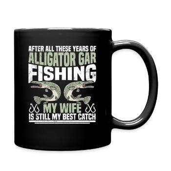  Alligator Gar Fishing Net Rod and Reel Combo - Full Colour Mug - black - Right