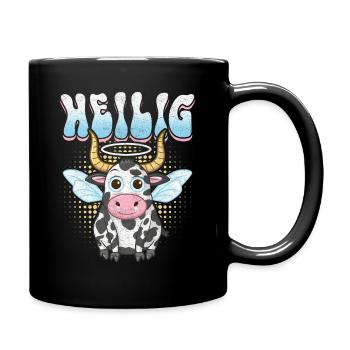 Heilige Kuh mit Halo und Flügeln - Tasse einfarbig - Schwarz - Rechts