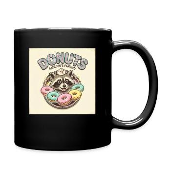 Donuts Raccoons Famous Süße Waschbär Donuts - Tasse einfarbig - Schwarz - Rechts
