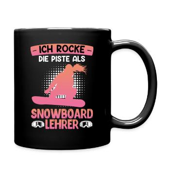 Snowboarding ROCK THE SLOPES AS A SNOWBOARD - Full Colour Mug - black - Right