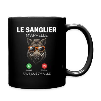 Boar Hunter Hunting Man Gift Humour Rifle Call - Mug uni - noir - Droite
