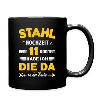 Stahlhochzeit 11 Hochzeitstag Jahrestag Ehemann - Tasse einfarbig - Schwarz - Rechts