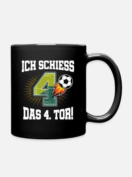 Ich Schiess 4. Tor Lustig 4. Geburtstag Fußball - Tasse einfarbig - Schwarz