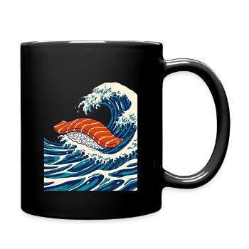Sushi au saumon sur les vagues japonaises - Mug uni - noir - Droite