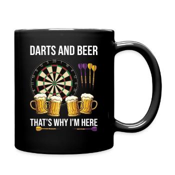 Darts and Beer – That's Why I'm Here Design - Full Colour Mug - black - Right