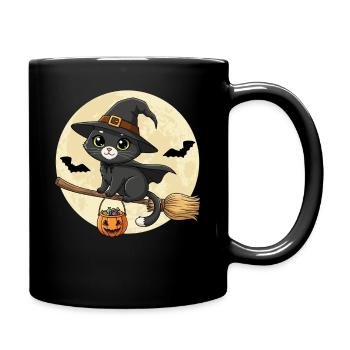 Cute Cat Witch Halloween Black Cat - Full Colour Mug - black - Right