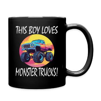 Dieser Junge liebt Monster Trucks - Tasse einfarbig - Schwarz - Rechts