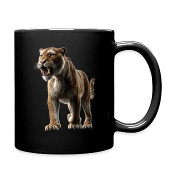 Säbelzahntiger Smilodon Raubkatze Säbelzahn Tiger - Tasse einfarbig - Schwarz - Rechts