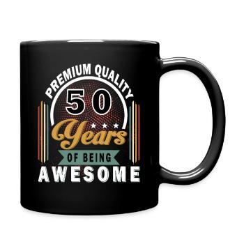 50 Jahre Awesome Jubiläumsbadge - Tasse einfarbig - Schwarz - Rechts