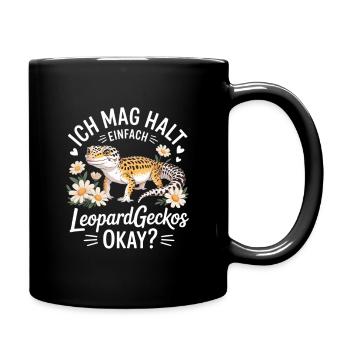 Leopardgeckos Okay Florale Illustration - Tasse einfarbig - Schwarz - Rechts