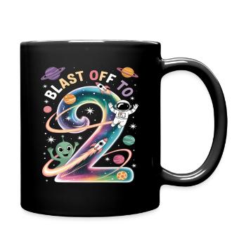Departure into space 2nd birthday children's birthday party - Full Colour Mug - black - Right