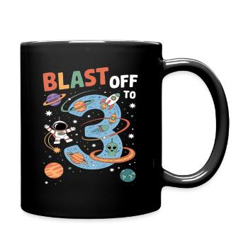 Departure into space 3rd birthday children's birthday party - Full Colour Mug - black - Right