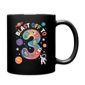 Departure into space 3rd birthday children's birthday party - Full Colour Mug - black - Right