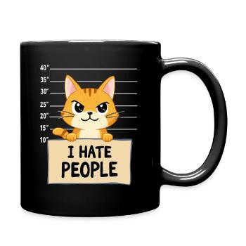 Griesgrämige Katze I Hate People Polizeifoto - Tasse einfarbig - Schwarz - Rechts