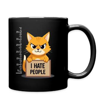 Griesgrämige Katze I Hate People Polizeifoto - Tasse einfarbig - Schwarz - Rechts