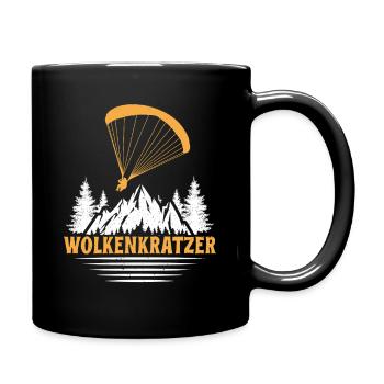 Paraglider WOLKENKRATZER LUSTIG - Tasse einfarbig - Schwarz - Rechts