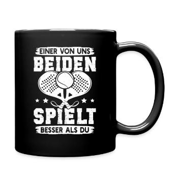 Padelspiel EINER VON UNS SPIELT BESSER ALS DU - Tasse einfarbig - Schwarz - Rechts