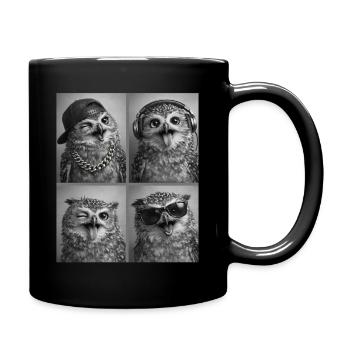 Eule - Tasse einfarbig - Schwarz - Rechts