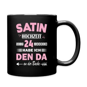 Satin Wedding 24th Wedding Anniversary Anniversary Wife - Full Colour Mug - black - Right