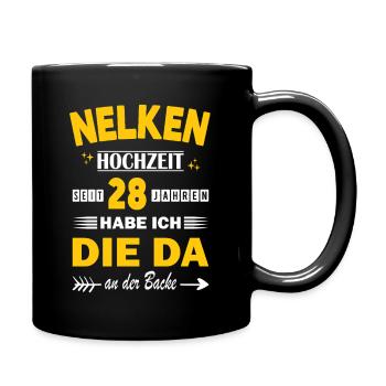 Carnation Wedding 28th Wedding Anniversary Husband - Full Colour Mug - black - Right