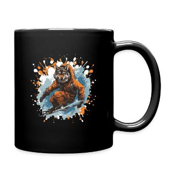 Wolf Snowboard - Tasse einfarbig - Schwarz - Rechts
