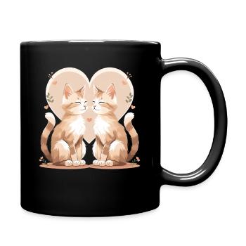 Couple of cats in heart duo - Full Colour Mug - black - Right