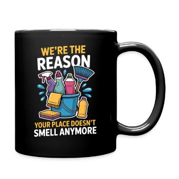 Reinigungskraft Spruch Lustiges Putzfrau Geschenk  - Tasse einfarbig - Schwarz - Rechts