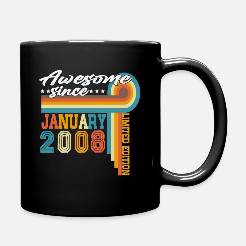 Janvier-2008-Vintage-Né-Anniversaire-Rétro - Mug uni - noir