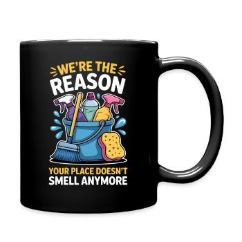 Reinigungskraft Spruch Lustiges Putzfrau Geschenk  - Tasse einfarbig - Schwarz - Rechts