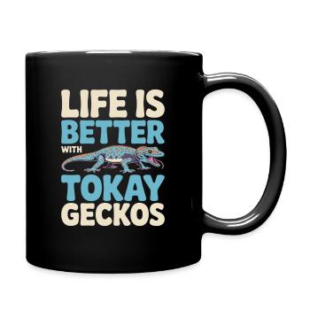La vie est meilleure avec les geckos Tokay - Mug uni - noir - Droite