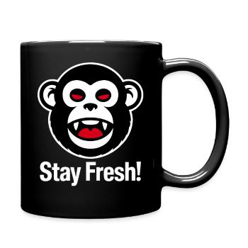 Cartoon-Affe Bleib frisch - Tasse einfarbig - Schwarz - Rechts