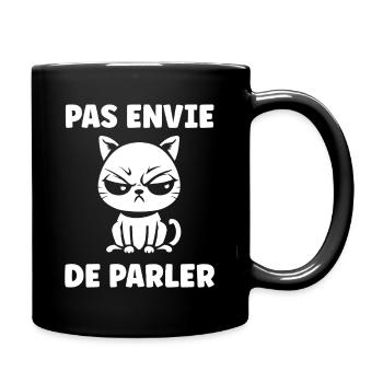 Chat grognon pas envie de parler - Full Colour Mug - black - Right