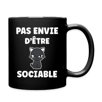 Nicht gesellig sein wollen – mürrische Katze - Tasse einfarbig - Schwarz - Rechts