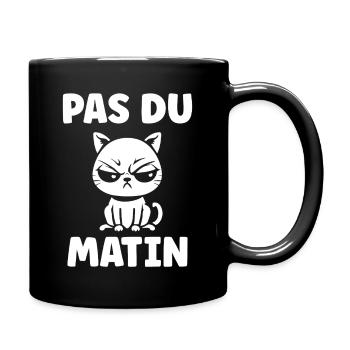 Chat grognon du matin - Mug uni - noir - Droite