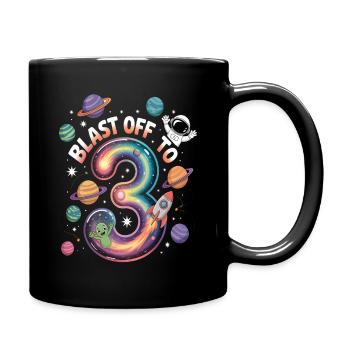 Departure into space 3rd birthday children's birthday party - Full Colour Mug - black - Right