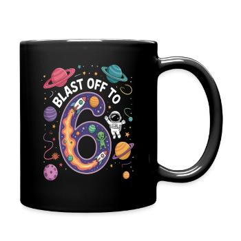 Départ dans l’espace, fête d’anniversaire des enfants pour 6 ans - Mug uni - noir - Droite