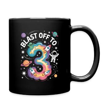 Departure into space 3rd birthday children's birthday party - Full Colour Mug - black - Right