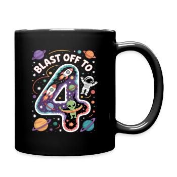 Départ dans l’espace, fête d’anniversaire des enfants pour 4 ans - Mug uni - noir - Droite