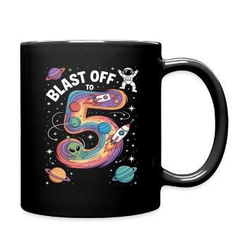 Departure into space 5th birthday children's birthday party - Full Colour Mug - black - Right