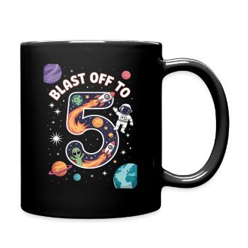 Départ dans l’espace, fête d’anniversaire des enfants pour 5 ans - Mug uni - noir - Droite