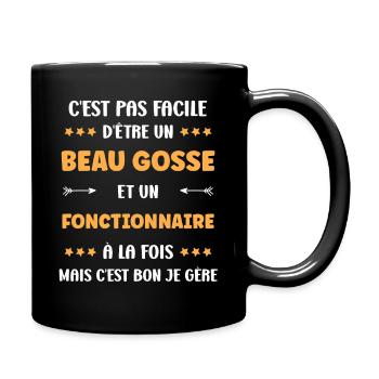 Beau gosse et fonctionnaire: double vie - Mug uni - noir - Droite