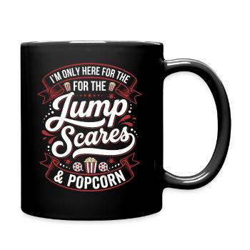 Jump Scares & Popcorn - Tasse einfarbig - Schwarz - Rechts
