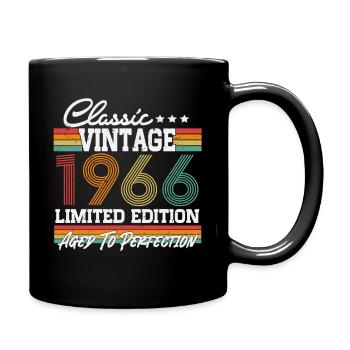 60th Birthday Gift Vintage 1966 Born - Full Colour Mug - black - Right