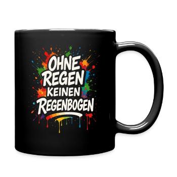 regenbogen spruch shirt, positiv denken - Tasse einfarbig - Schwarz - Rechts