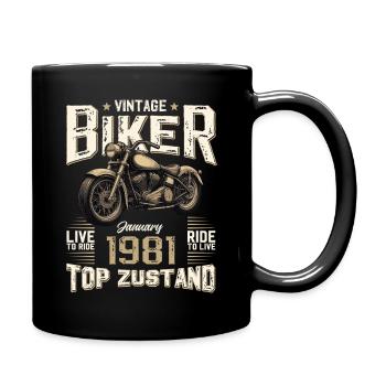 45th Birthday Gift Motorcyclist January 1981 - Full Colour Mug - black - Right