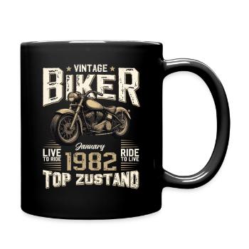 44th Birthday Gift Motorcyclist January 1982 - Full Colour Mug - black - Right
