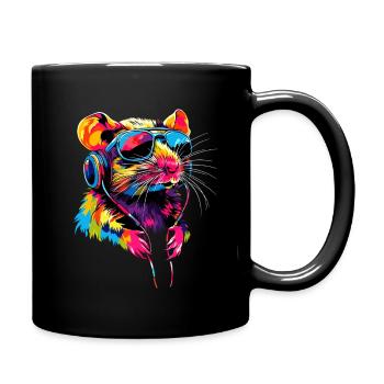 Ratte Süße Maus Nagetiere Zwergmaus Ratten Mäuse - Tasse einfarbig - Schwarz - Rechts