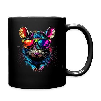 Ratte Süße Maus Nagetiere Zwergmaus Ratten Mäuse - Tasse einfarbig - Schwarz - Rechts