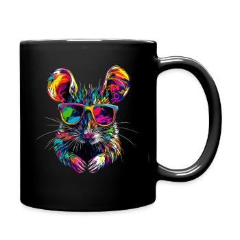 Ratte Süße Maus Nagetiere Zwergmaus Ratten Mäuse - Tasse einfarbig - Schwarz - Rechts