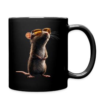 Ratte Süße Maus Nagetiere Zwergmaus Ratten Mäuse - Tasse einfarbig - Schwarz - Rechts